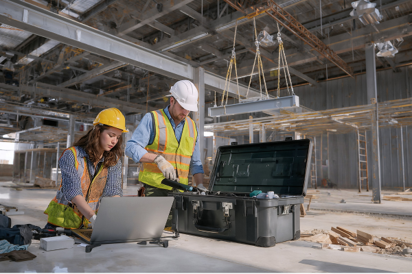 Junges Team auf digitaler Baustelle